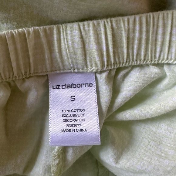 Liz Claiborne Light Green Short Sleeve Pajama Button-Up Top - Picture 6 of 6